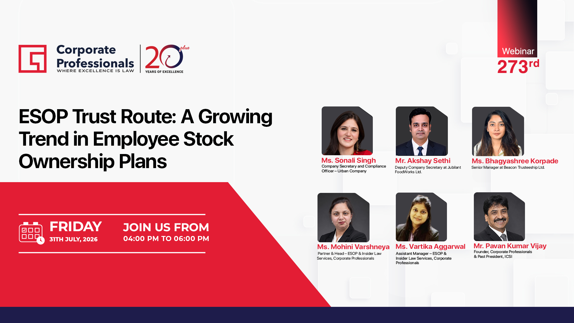 Webinar on “ESOP Trust Route: A Growing Trend in Employee Stock Ownership Plans”